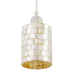 Happy Homewares Modern Cylindrical Pendant Light Shade Mother Of Pearl Style Mosaic - thumbnail 5