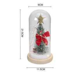Living And Home Christmas Decoration Xmas Ornament Led Tabletop Mini Christmas Tree In Glass Dome H 21.5 Cm - thumbnail 5