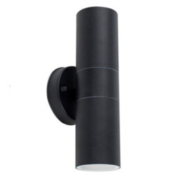 Valuelights Stainless Steel Black External Up/down Ip44 Rated Outdoor Security Wall Light With 2 X 5W Gu10 Cool White Led Bulbs