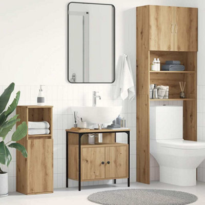 Walplus Bathroom Sink Cabinet Artisan Oak 60X30X60 Cm Engineered Wood - image 1