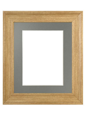 Frames By Post Scandi Oak Frame With Dark Grey Mount For Image Size 14 X 8 Inch - image 1