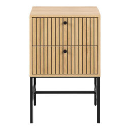 Furniture To Go Albany 2 Drawer Bedside Table In Oak/black Legs - thumbnail 2