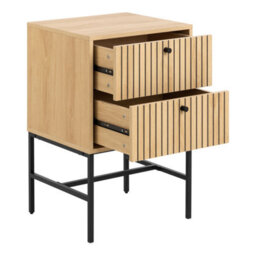Furniture To Go Albany 2 Drawer Bedside Table In Oak/black Legs - thumbnail 4