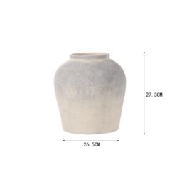 Medium Blue & Natural Matt Ceramic Speckled Vase, (H)27Cm (D)26Cm - thumbnail 5