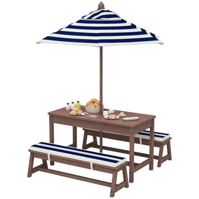 Kids Picnic Table, Wooden Kids Garden Furniture With Umbrella - image 1
