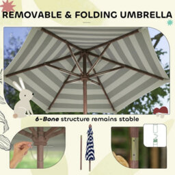 Kids Picnic Table, Wooden Kids Garden Furniture With Umbrella - thumbnail 4