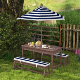 Kids Picnic Table, Wooden Kids Garden Furniture With Umbrella - thumbnail 5