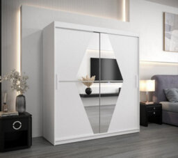Arte Boliwia Contemporary 2 Mirrored Sliding Door Wardrobe 9 Shelves 2 Rails White (H)2000mm (W)1800mm (D)620mm - thumbnail 2