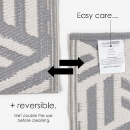 Homescapes Luxury Outdoor Rug Waterproof Reversible For Garden, 120 X 180 Cm, Grey & White, Recycled, Luna Geometric - thumbnail 6