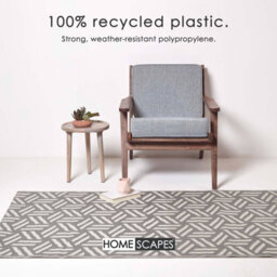 Homescapes Luxury Outdoor Rug Waterproof Reversible For Garden, 120 X 180 Cm, Grey & White, Recycled, Luna Geometric - thumbnail 3