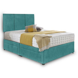Dining Tables Chelsea Headboard Divan Set, 2 Drawer On Same Side With Sprung 1500 Comfort Mattress - Plush Duck Egg - Double - thumbnail 4