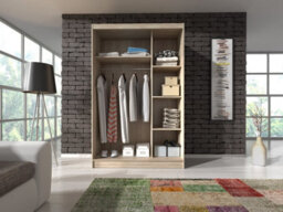 Arte Elegant Wiki Sliding Door Wardrobe H2000mm W1300mm D600mm In Grey - Transform Your Bedroom With Stylish Storage - thumbnail 3