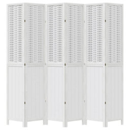 Vidaxl Room Divider 6 Panels White Solid Wood Paulownia - thumbnail 4