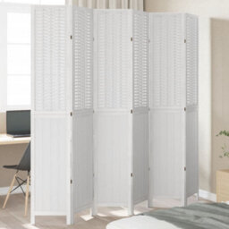 Vidaxl Room Divider 6 Panels White Solid Wood Paulownia - thumbnail 1