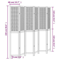 Vidaxl Room Divider 6 Panels White Solid Wood Paulownia - thumbnail 3
