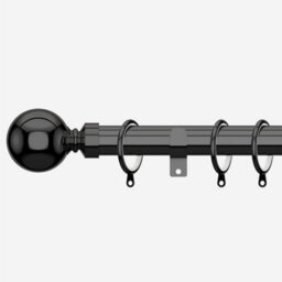 Black Nickel 28mm Ball Fixed Length Metal Curtain Pole  60Cm