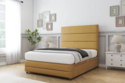 "Sloomy Monaco Mustard Plush Divan Bed Set 4 Drawers With 26"" Strutted & 12"" Footboard 4'6 Double" - thumbnail 2