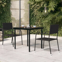 Berkfield Garden Dining Table Black 80X80X74 Cm Steel And Glass