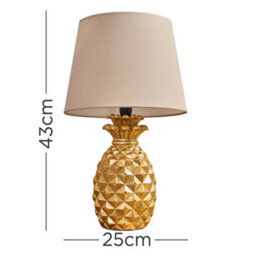 Valuelights Contemporary Pineapple Design Table Lamp In Gold Effect Finish With Beige Shade Led Golfball Bulbs 3000K Warm White - thumbnail 7