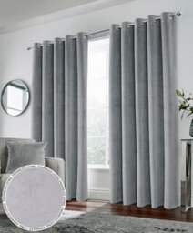 Luxury Enhanced Living Grey Velvet, Supersoft, 100% Blackout, Thermal Pair Of Curtains With Eyelet Top - 66 X 72 Inch (168X183Cm)