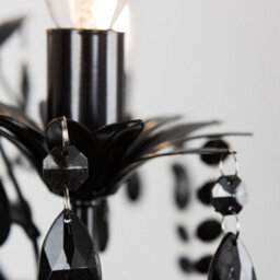 Valuelights Odelia Gloss Black Shabby Chic 3 Way Ceiling Light Chandelier With Decorative Black Jewel Beads - thumbnail 8