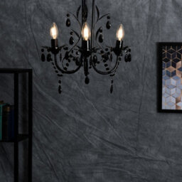 Valuelights Odelia Gloss Black Shabby Chic 3 Way Ceiling Light Chandelier With Decorative Black Jewel Beads - thumbnail 5