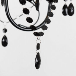 Valuelights Odelia Gloss Black Shabby Chic 3 Way Ceiling Light Chandelier With Decorative Black Jewel Beads - thumbnail 6