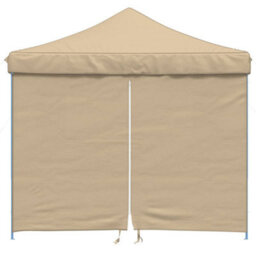 Walplus Foldable Party Tent Garden Gazebo Canopy Pop-Up With 4 Sidewalls Beige - thumbnail 3