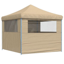 Walplus Foldable Party Tent Garden Gazebo Canopy Pop-Up With 4 Sidewalls Beige - thumbnail 5