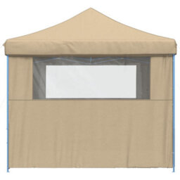 Walplus Foldable Party Tent Garden Gazebo Canopy Pop-Up With 4 Sidewalls Beige - thumbnail 4