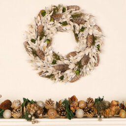Dibor 36Cm White Frosted Xmas Festive Decor Front Door Wreath Christmas Wreath