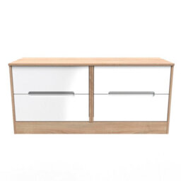 Turin 4 Drawer Bed Box In White Gloss & Bardolino Oak (Ready Assembled)