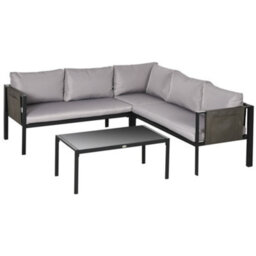Wyld Haus Sera 5-Seater Light Grey Garden Corner Sofa Set L-Shape With Tempered Glass Coffee Table - thumbnail 2