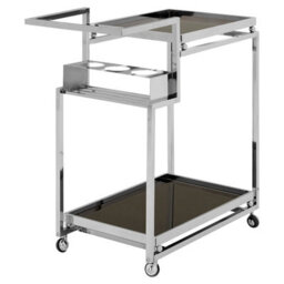 Orsina 3 Tier Elegant Trolley With Silver Finish Frame  Tempered Glass Shelves Garden Drinks Trolley For Parties - thumbnail 4