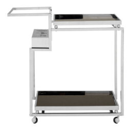 Orsina 3 Tier Elegant Trolley With Silver Finish Frame  Tempered Glass Shelves Garden Drinks Trolley For Parties - thumbnail 3