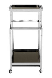 Orsina 3 Tier Elegant Trolley With Silver Finish Frame  Tempered Glass Shelves Garden Drinks Trolley For Parties - thumbnail 5
