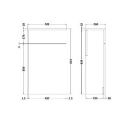 Hudson Reed Fusion Floor Standing Wc Unit With Coordinating Top, Stylish Bathroom Storage Unit, Gloss Grey, 500mm - thumbnail 3