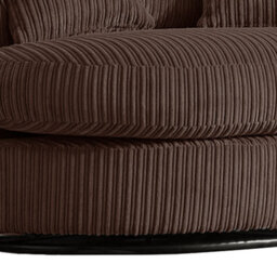 Furnishings For Less UK Luxor Jumbo Cord Chocolate Fabric Single Seater 360 Degree Swivel Chair Sofa Accessory - thumbnail 2