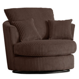 Furnishings For Less UK Luxor Jumbo Cord Chocolate Fabric Single Seater 360 Degree Swivel Chair Sofa Accessory