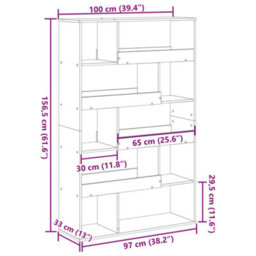 Berkfield Room Divider Black 100X33X156.5 Cm Engineered Wood - thumbnail 9