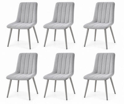 Oira Homes Grey Velvet Dining Chairs Set Of 6 Modern 6 Grey Kursi Chairs Set Dining Room Furniture - image 1
