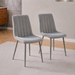 Oira Homes Grey Velvet Dining Chairs Set Of 6 Modern 6 Grey Kursi Chairs Set Dining Room Furniture - thumbnail 3