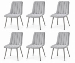 Oira Homes Grey Velvet Dining Chairs Set Of 6 Modern 6 Grey Kursi Chairs Set Dining Room Furniture - thumbnail 1