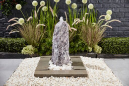 Outdoor Living UK Marble Monolith Shadow Grey 50Cm Natural Stone Water Feature With Cover With Sump Kit