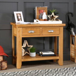 The Furniture Market Cheshire Oak 2 Drawer Console Table - thumbnail 2