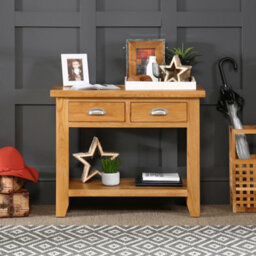 The Furniture Market Cheshire Oak 2 Drawer Console Table - thumbnail 1