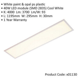 Rectangular Backlit Led Ceiling Panel Light - 1195 X 295mm - 40W Cool White Led - thumbnail 2