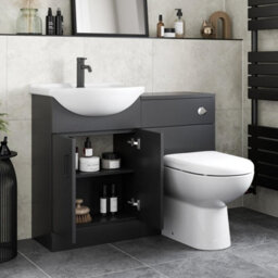 Affine Black Toilet & Basin Vanity Unit Combination 1050mm - thumbnail 3