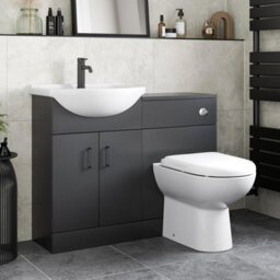 Affine Black Toilet & Basin Vanity Unit Combination 1050mm - thumbnail 2