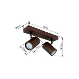 Luminosa Lighting Luminosa James Twin Ceiling Spotlight Bronze Colored Matt 2X Gu10 - thumbnail 7